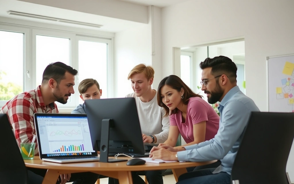 Team collaborating on a web project