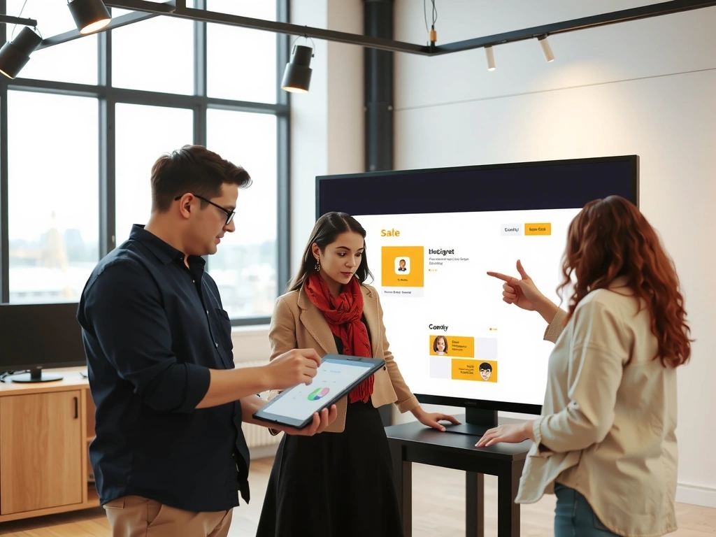 Team collaborating on a digital project