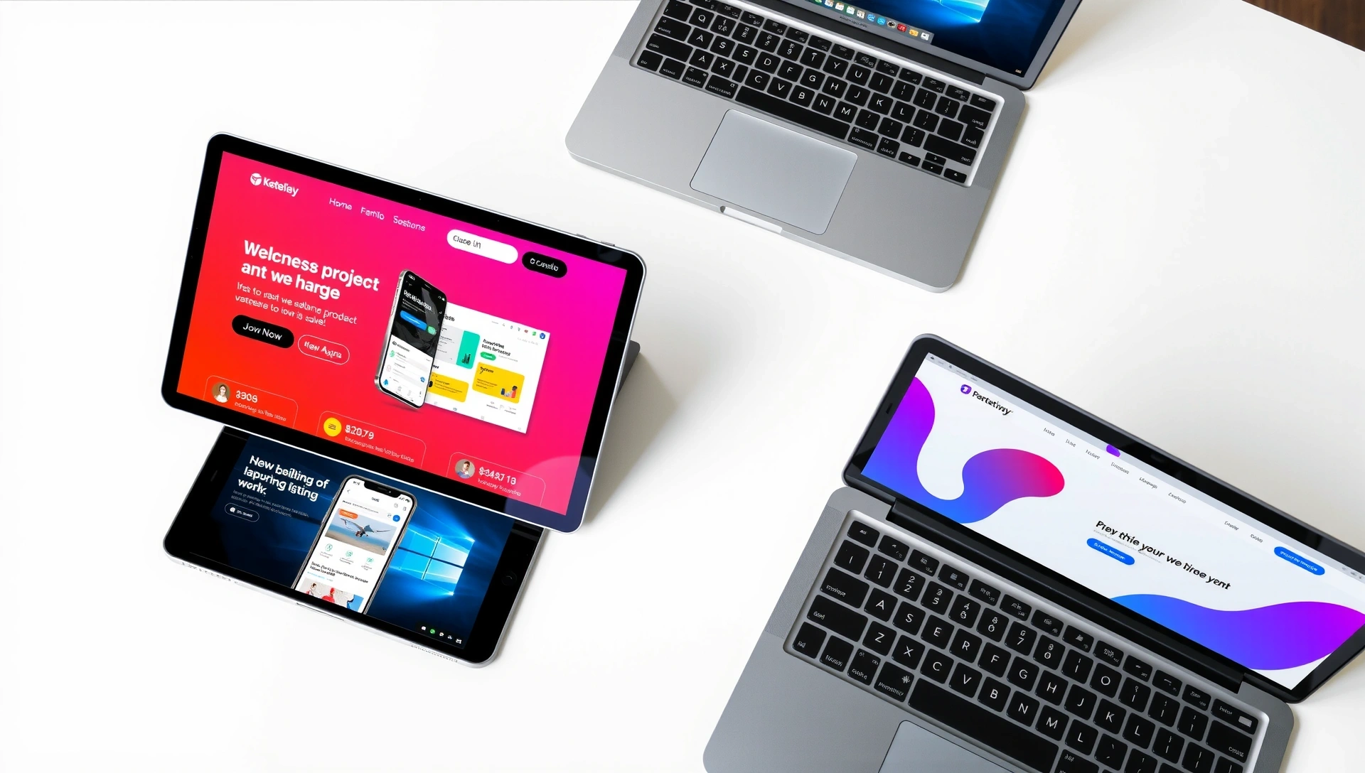 Diverse digital projects displayed on various modern devices