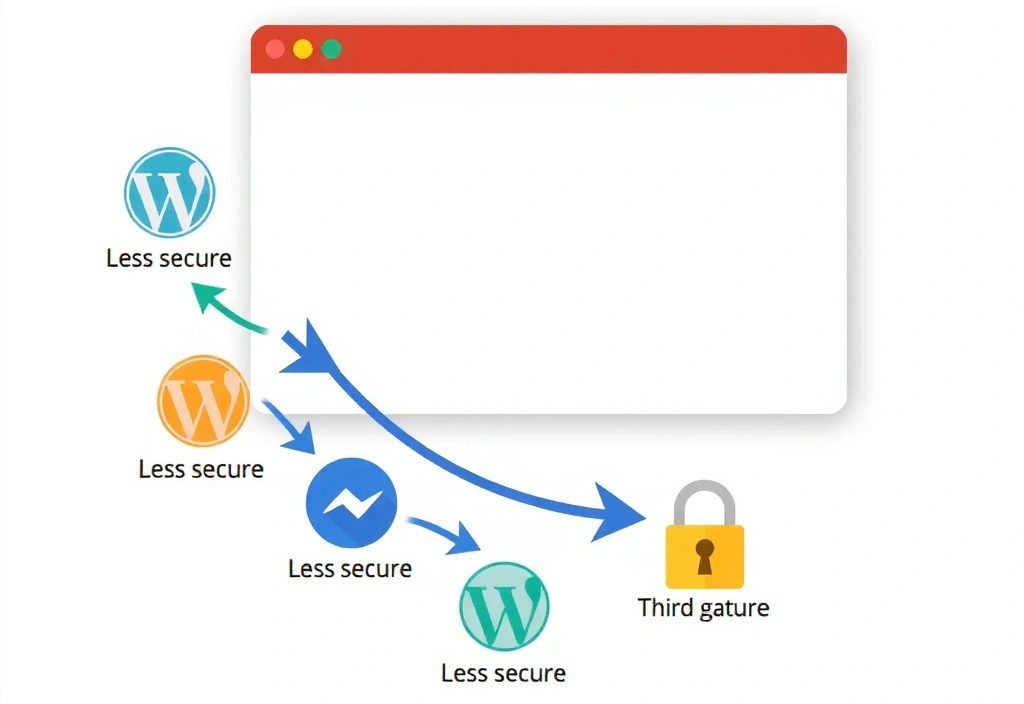 Illustration of external website links and security risk