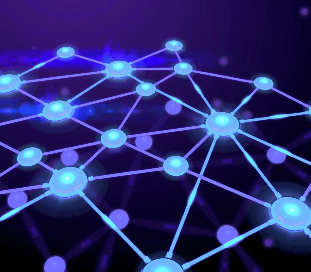 Abstract network of glowing lines and nodes symbolizing seamless communication and collaboration