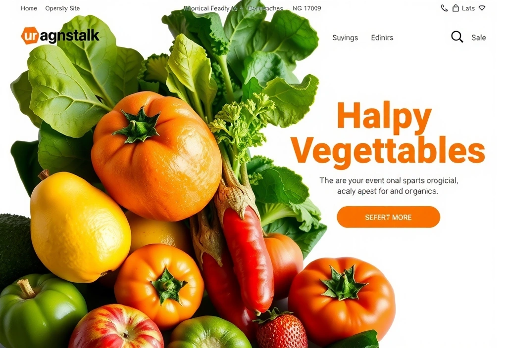 Screenshot of EcoHarvest e-commerce homepage with fresh produce